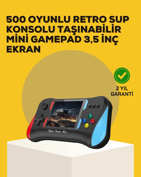 Taşınabilir El Konsolu 500 Oyunlu – Geniş Ekran ve Uzun Pil Ömrü - 1