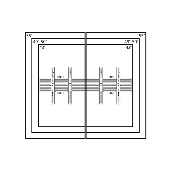 Cletech 2x1 LCD Monitör / TV Menuboard Duvar Askı Aparatı (40"-55" Arası) - 4
