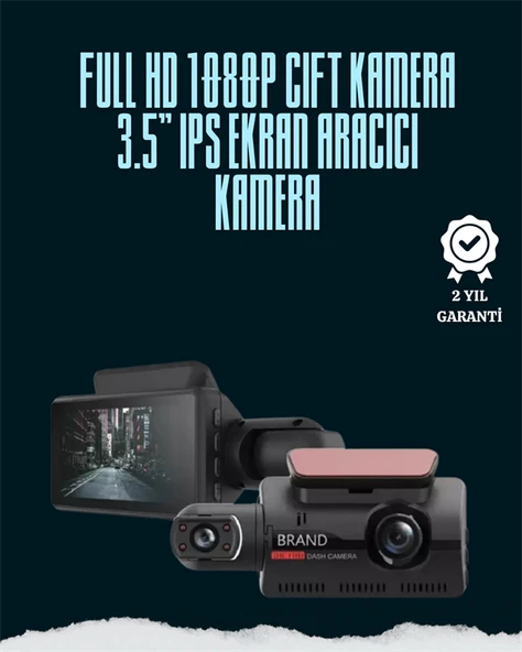 Gece Görüşlü 1080P Çift Lens Dashcam – Park Modu ve Gelişmiş Hareket Sensörü ürün görseli
