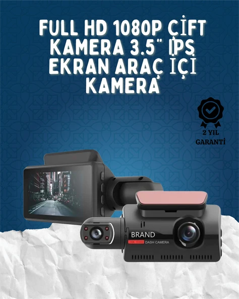 3 İnç IPS Ekranlı Çift Lensli 1080P Araç Kamerası – WiFi & Gece Görüşlü Güvenlik