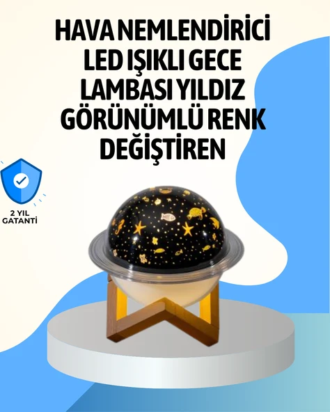 Projektör ışıklı ve aromaterapi destekli taşınabilir nemlendirici cihaz USB bağlantılı ürün görseli