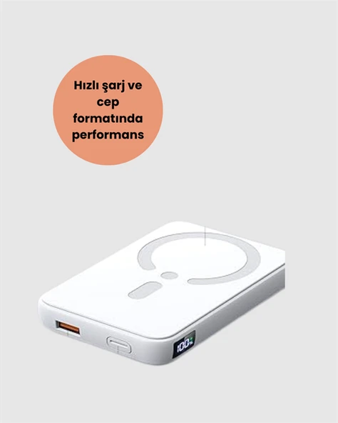 MagSafe Manyetik Powerbank – iPhone İçin Hızlı, Kablosuz ve Güvenli Şarj - Resim 2