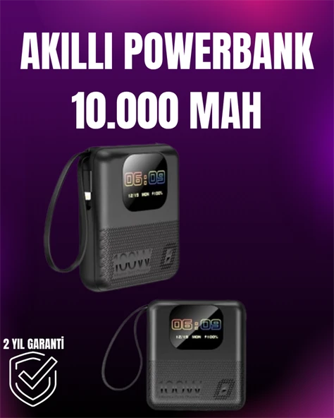 3'ü 1 Arada Akıllı Cihaz: Saat, Powerbank, Hoparlör – 10.000 mAh