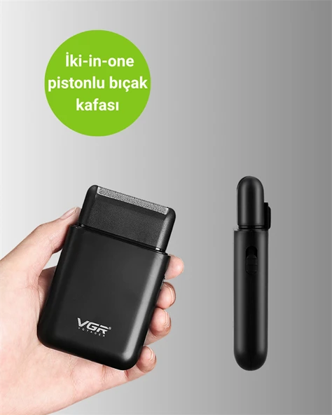 USB Şarjlı Traş Makinesi – Piston + Ağ Başlık, 600 mAh Batarya - Resim 5