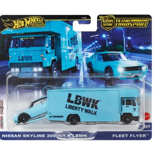 Hot Wheels Team Transport Nissan Skyline 2000 GT-R Fleet Flye HRV45 - Resim 3