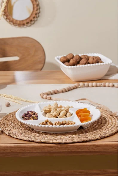 Carmen Perla 5 Bölmeli Yuvarlak Sunum Tabağı 27 Cm - Resim 3