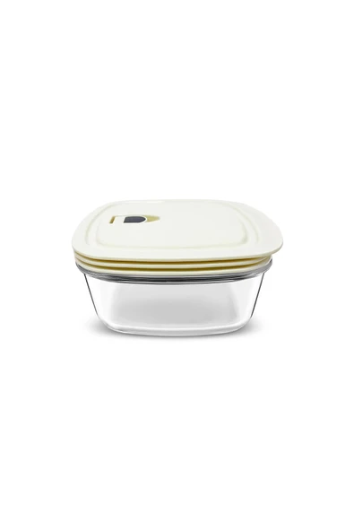 Cream Vakumlu Kapaklı Cam Saklama Kabı 0.9 Lt - Resim 5