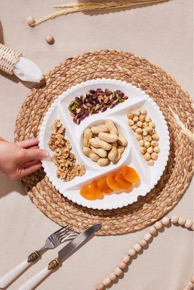 Carmen Perla 5 Bölmeli Yuvarlak Sunum Tabağı 27 Cm - Resim 2