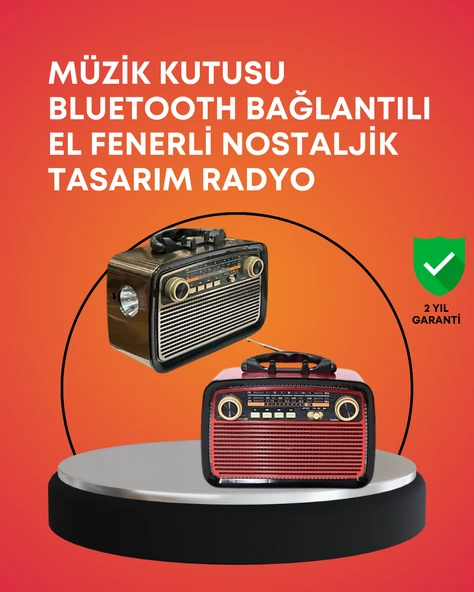 Nostaljik Radyo Görünümlü Bluetooth Hoparlör – FM/AM Yayın, Kablosuz Bağlantı, Şarj Edilebilir ürün görseli