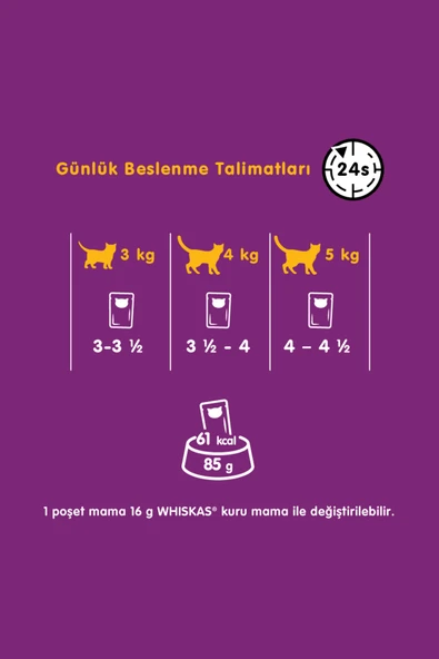 Whiskas Kuzulu Poşet Kedi Yaş Mama 85 G 12x - 5