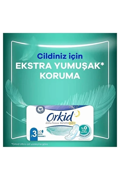 Orkid Extra Hassas Koruma Gece Hijyenik Ped 6'li x 3 adet - 4