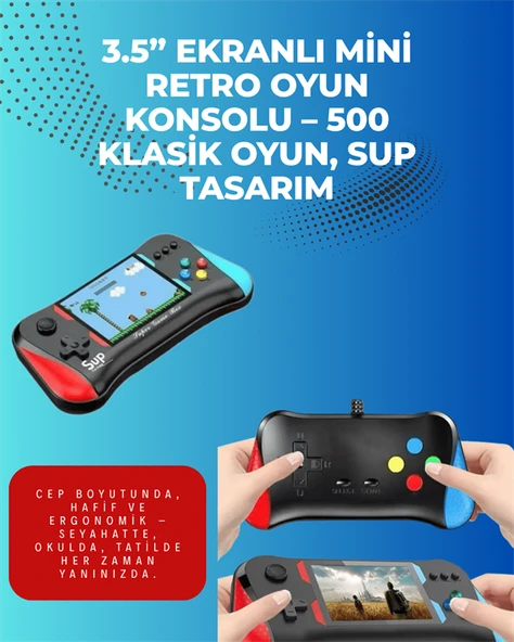 500 Retro Oyunlu Taşınabilir El Konsolu – X7M Modeli - 2