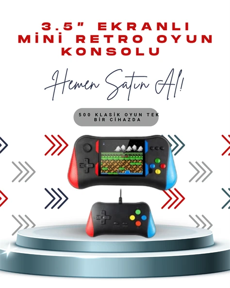 X7M Vintage 3.5 İnç 500’ü 1 Arada Klasik Oyun Konsolu - Resim 2