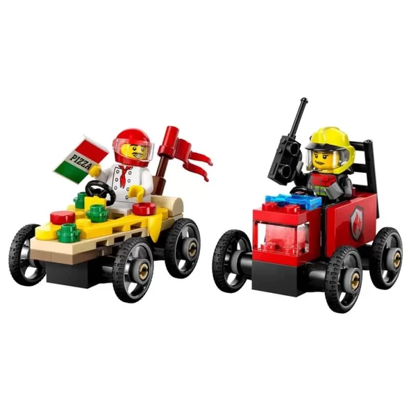 LEGO City Pizza Arabası İtfaiye Kamyonuna Karşı Yarış Arabası Paketi 60458 ürün görseli 1