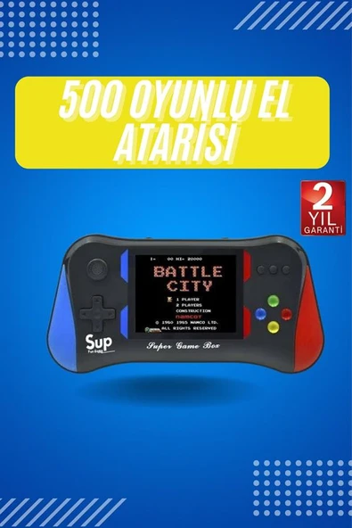 3.5 İnç 500 Klasik Retro Oyun Yüklü Kollu Oyun Konsolu - 2