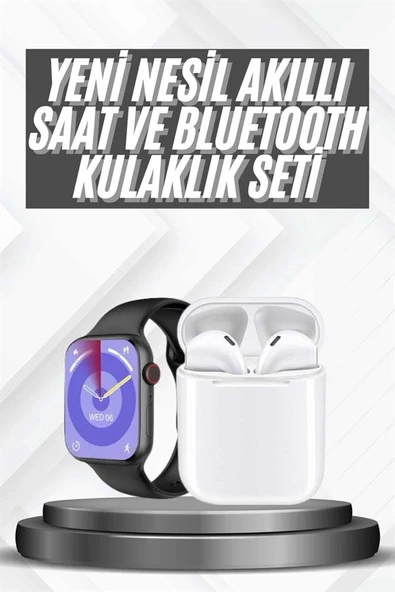 Akıllı Saat Gümüş Kasa Bluetooth Kulaklık Hediyeli Çok Fonksiyonlu İkili Set - Resim 2