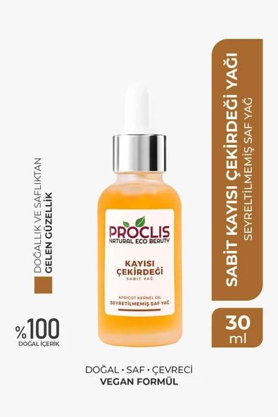 PROCLİS Kayısı Çekirdeği Yağı %100 Doğal Bitkisel Sabit Yağ, Apricot Kernel Oil, Prunus Armeniaca 30ml