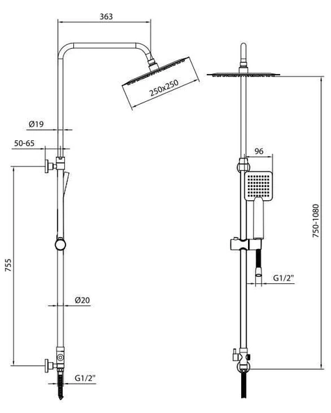 Ar Efes Kolonlu İnce Tepe Duş Seti 102158050 - Resim 2