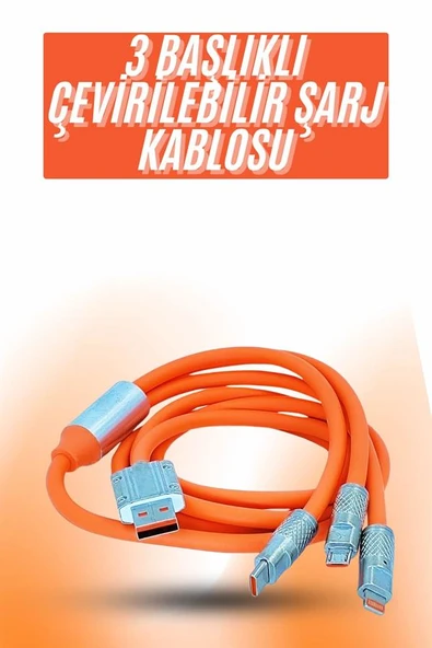 Çoklu Şarj Kablosu USB Type-C İOS Uyumlu 120W Hızlı Şarj Kablosu - 2