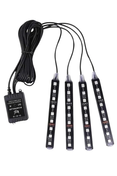 RGB Işıklı Araç İçi Aydınlatma Kumandalı 12'li Led Işık Renk Değiştirebilen - 5