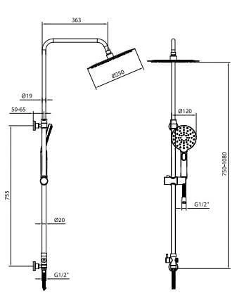 Ar Olympos Kolonlu İnce Tepe Duş Seti 102158049 - 2