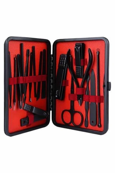 17 Parça Manikür Pedikür Seti El Ayak Bakım Seti Tırnak Makası Törpü - 5