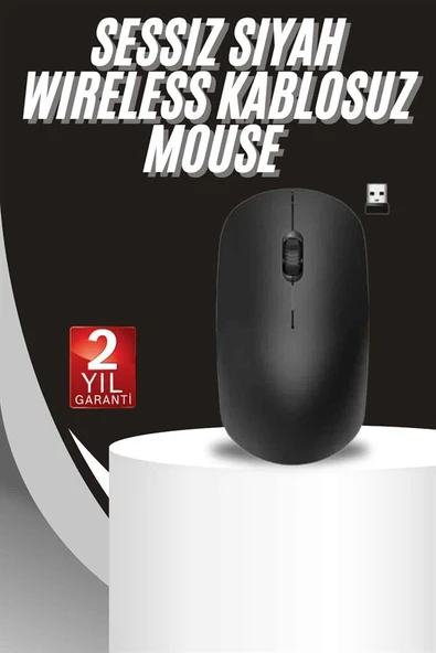Ergonomik Tasarım Kablosuz Siyah Mouse Hassas Uzun Ömürlü - 2