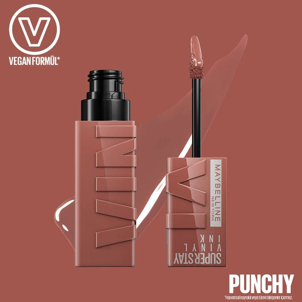 Maybelline New York Super Stay Vinyl Ink Uzun Süre Kalıcı Likit Parlak Ruj 120 Punchy - Resim 4