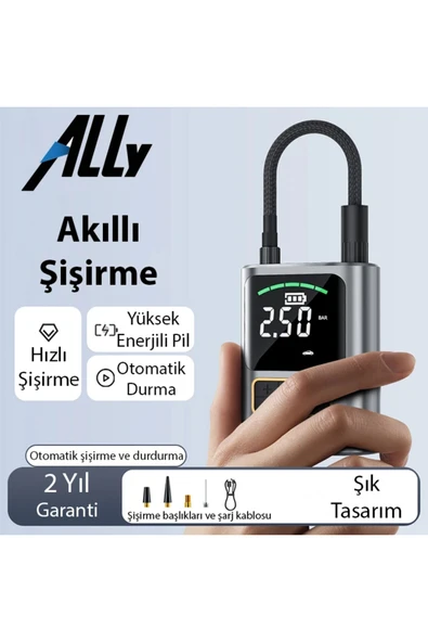 Akman ALLY ST-5528 Dijital Basınç Göstergeli Oto Lastik Şişirme Pompası Hava Kom - ACL6203161-8135 - Resim 2