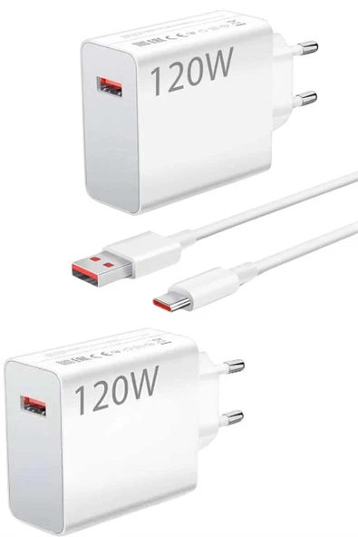 120 Watt Turbo Hızlı Şarj Aleti Seti Hızlı Şarj Adaptörü Beyaz - 3
