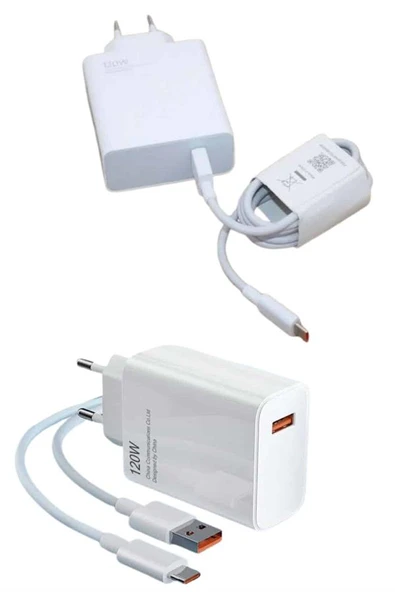 120 Watt Turbo Hızlı Şarj Aleti Seti Hızlı Şarj Adaptörü Beyaz - 5