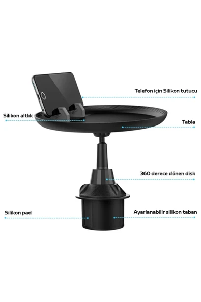 Akman ALLY HS-P05 Universal Araç İçi Telefon Tutucu - Yemek Masası-(1903) - ACL6202165-4073 - 5