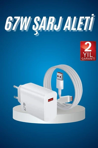 Hızlı Şarj Aleti Adaptörü Kablo Seti 67W Uzun Ömürlü Beyaz - 2