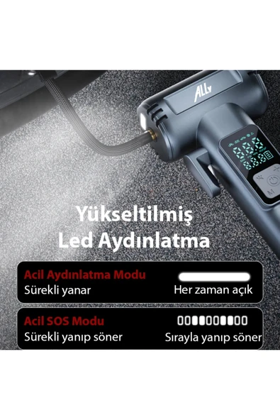 Akman Ally ST-5530 Dijital Şarjlı Araç Lastik Hava Şişirme Pompası Powerbank Pen - ACL6203281-5785 - Resim 4