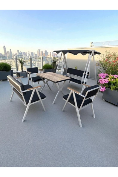 Dekoroom's 2-1-1-MASA-SALINCAK bahçe balkon mobilyası , oturma grubu , çay seti ürün görseli