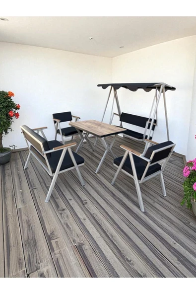 Dekoroom's 2-1-1-MASA-SALINCAK bahçe balkon mobilyası , oturma grubu , çay seti ürün görseli