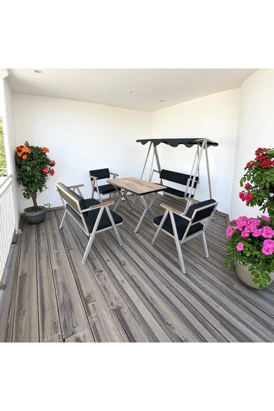 Dekoroom's 2-1-1-MASA-SALINCAK bahçe balkon mobilyası , oturma grubu , çay seti - 2