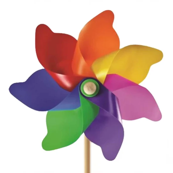7 Kanat 30 cm Gök Kuşağı Rüzgar Gülü ürün görseli 1