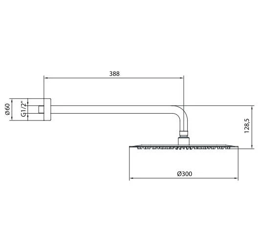 Ar Olympos Plus Tepe Duş Başlığı (Ø 300 mm) Duvardan Borulu ( L=388 mm) 102145090 - 2