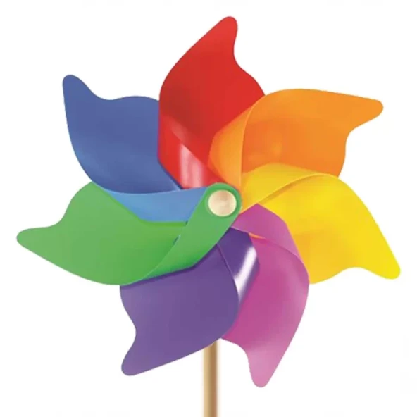 7 Kanat 45 cm Gök Kuşağı Rüzgar Gülü ürün görseli 1