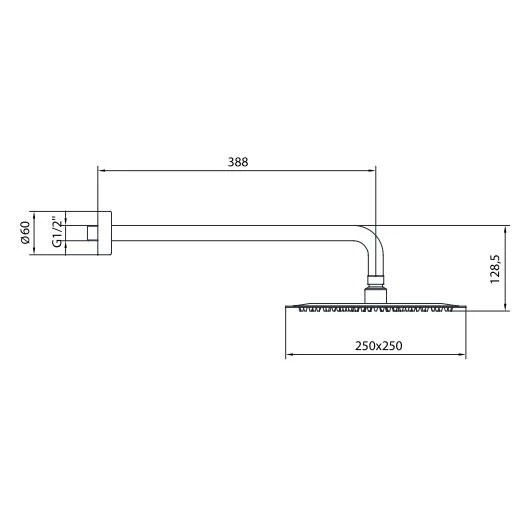 Ar Efes Tepe Duş Başlığı (250x250 mm) Duvardan Borulu (L=388mm) 102145088 - 2