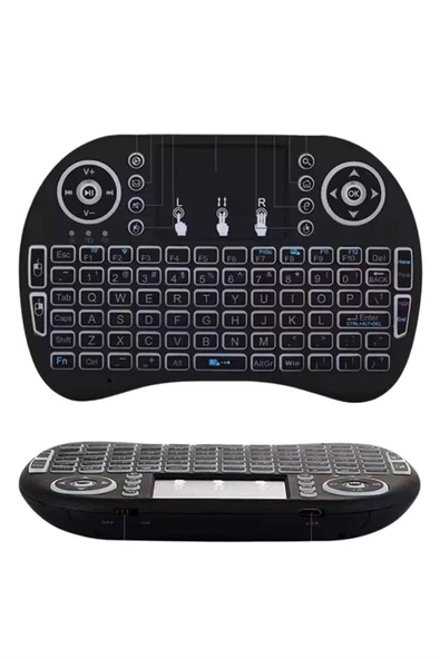 Kablosuz Türkçe Q Klavye RGB Işıklı Televizyon Ps3 Dokunmatik Mouse - 5