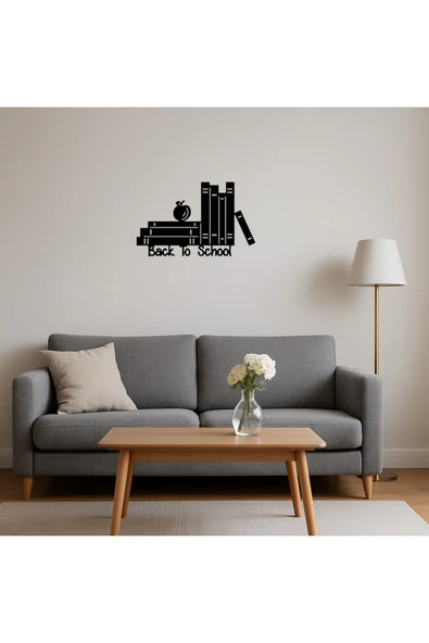 Akman Okula Dönüş Kitapları Temalı MDF Dekoratif Tablo 23,7 cm x 14,9 cm - ACL6205460-7423 - 4