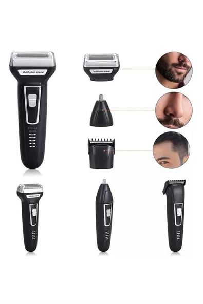 3'lü Set Saç Sakal Kesme Traş Makinesi Burun Kılı Alma Tıraş Makinesi ürün görseli 1