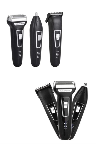 Tıraş Makinesi 3 Başlıklı T Başlıklı Hassas Ciltlere Özel Saç Sakal Vücut Kulak ve Burun - 3