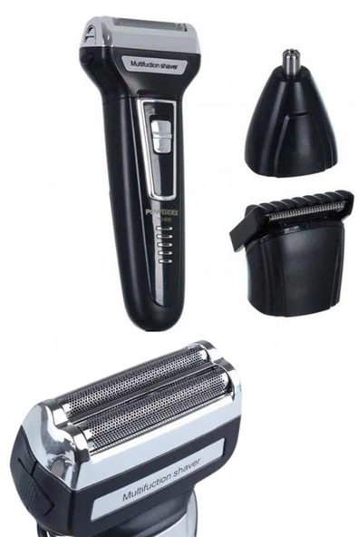 Tıraş Makinesi 3 Başlıklı T Başlıklı Hassas Ciltlere Özel Saç Sakal Vücut Kulak ve Burun - 4