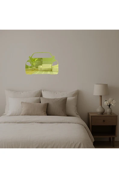 Akman Klasik Araba Tasarımlı Dekoratif Altın Aynalı Tablo 15,8 cm x 10,8 cm - ACL6209294-5118 - 2