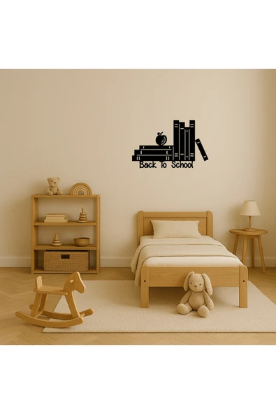 Akman Okula Dönüş Kitapları Temalı MDF Dekoratif Tablo 23,7 cm x 14,9 cm - ACL6205460-7423 - 3