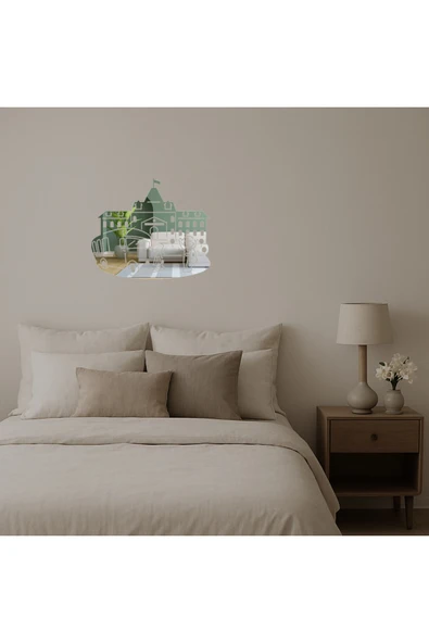 Akman Üzeri Okul ve Otobüs Temalı Dekoratif Aynalı Tablo 15,8 cm x 13,4 cm - ACL6204938-2977 - 2