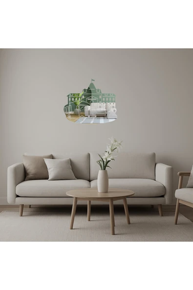 Akman Üzeri Okul ve Otobüs Temalı Dekoratif Aynalı Tablo 15,8 cm x 13,4 cm - ACL6204938-2977